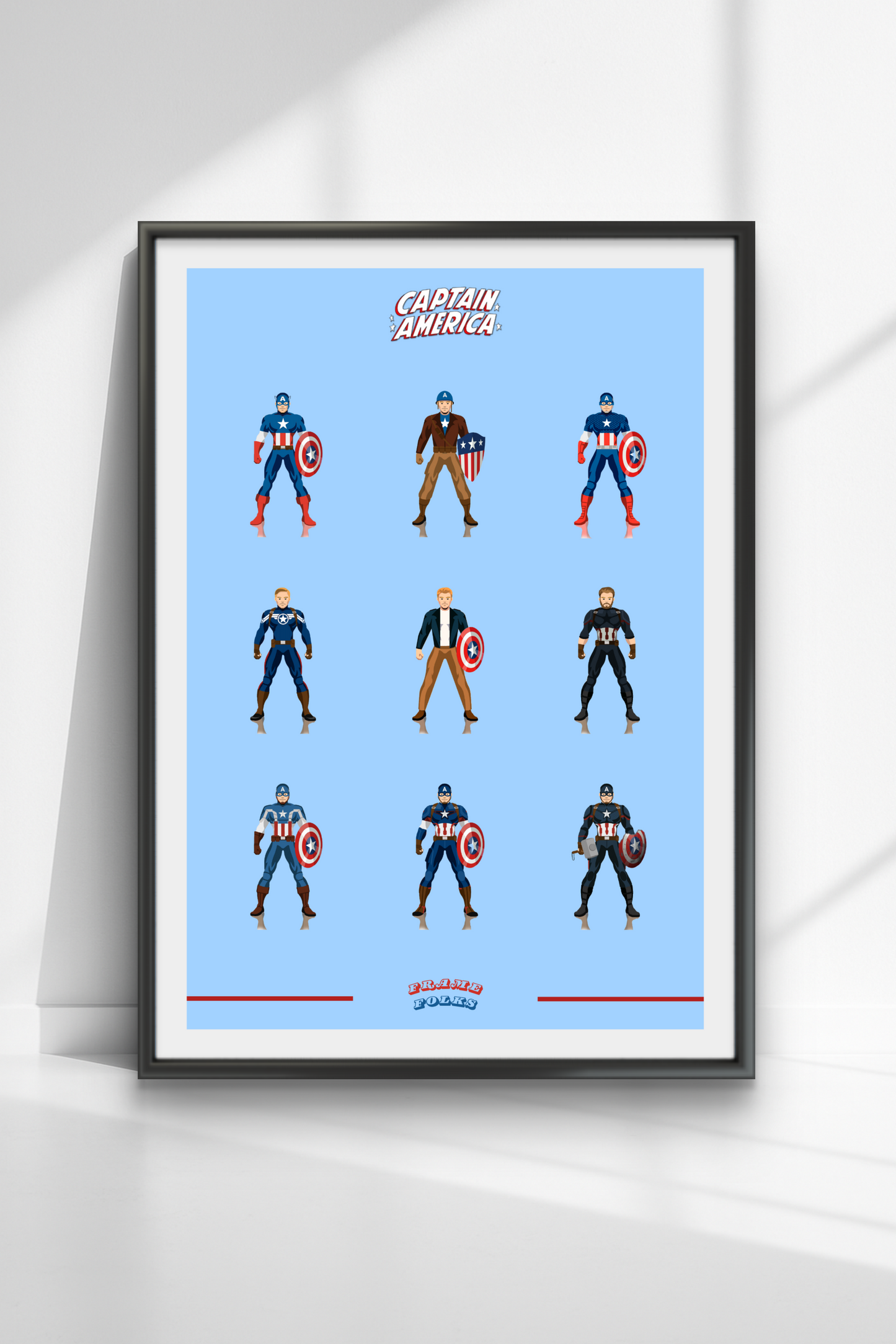 Quadro Capitão America - Trajes