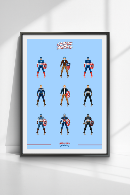 Quadro Capitão America - Trajes