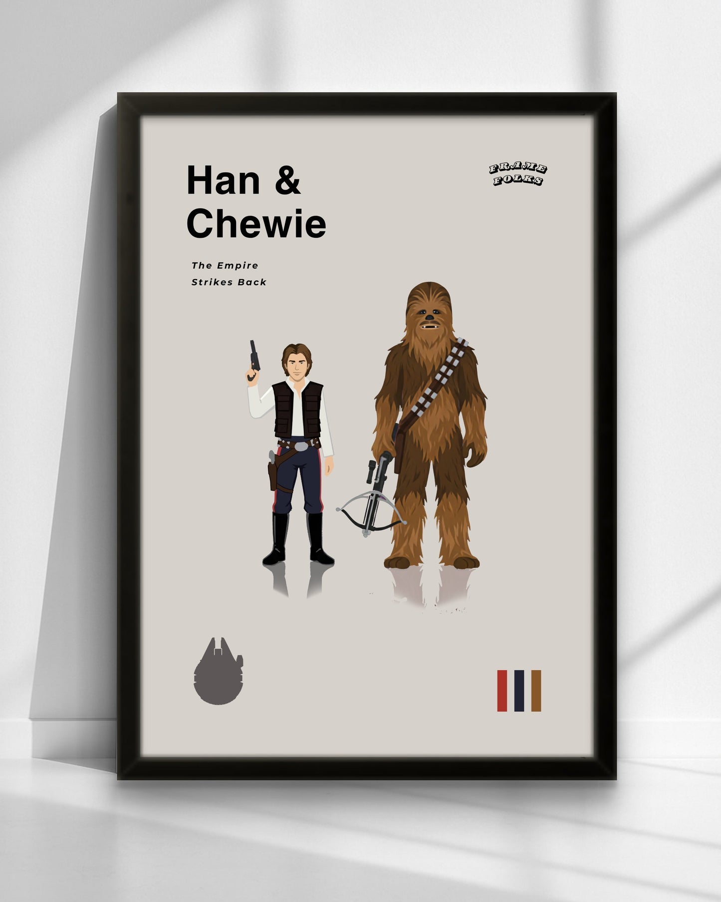 Quadro Star Wars - Han Solo e Chewbacca Minimalista