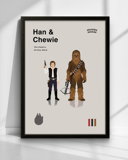 Quadro Star Wars - Han Solo e Chewbacca Minimalista