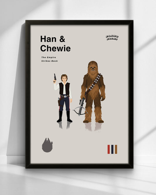 Quadro Star Wars - Han Solo e Chewbacca Minimalista