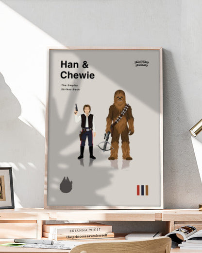 Quadro Star Wars - Han Solo e Chewbacca Minimalista