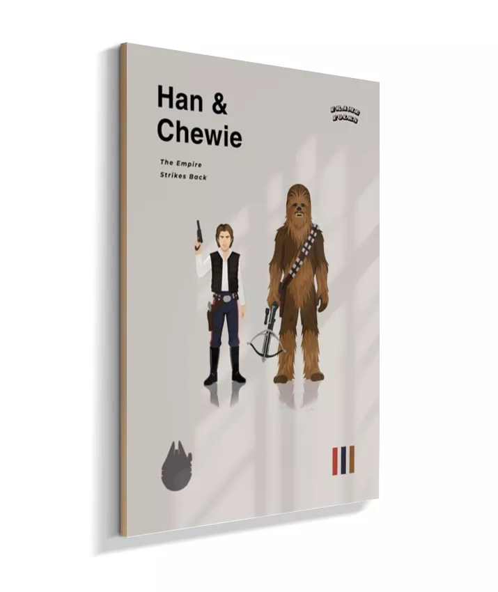 Quadro Star Wars - Han Solo e Chewbacca Minimalista