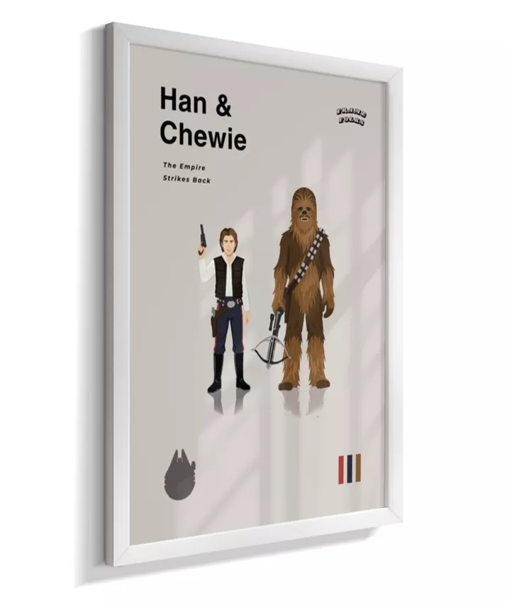 Quadro Star Wars - Han Solo e Chewbacca Minimalista