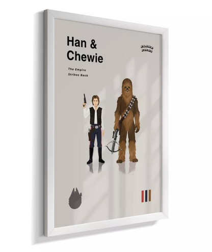 Quadro Star Wars - Han Solo e Chewbacca Minimalista