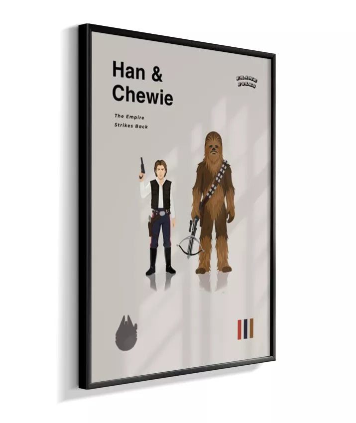 Quadro Star Wars - Han Solo e Chewbacca Minimalista