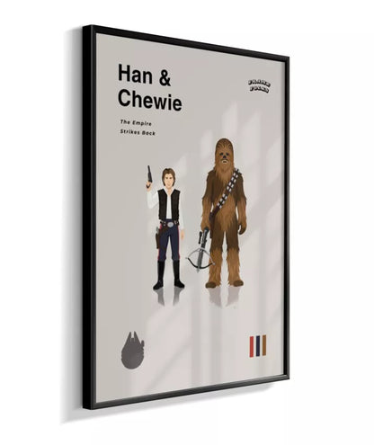 Quadro Star Wars - Han Solo e Chewbacca Minimalista