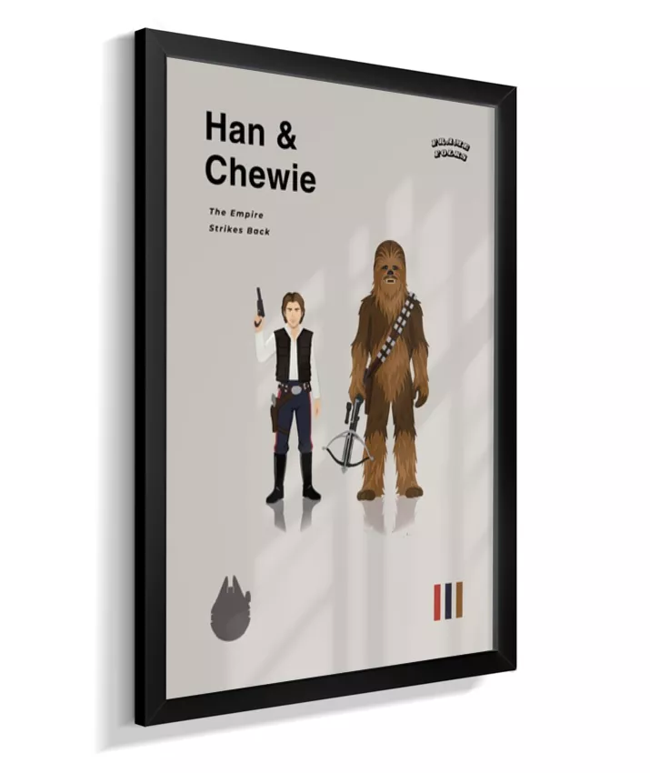 Quadro Star Wars - Han Solo e Chewbacca Minimalista