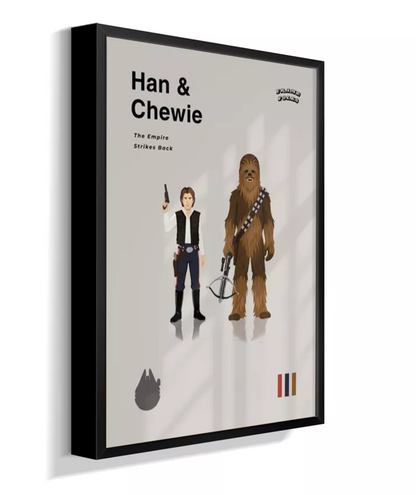 Quadro Star Wars - Han Solo e Chewbacca Minimalista