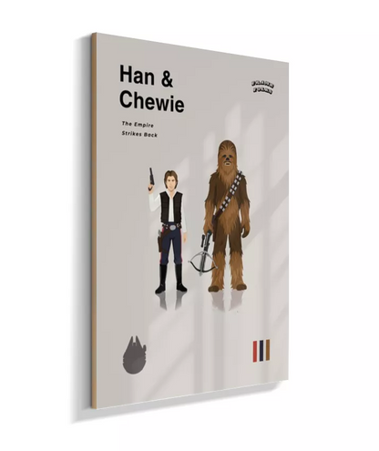 Quadro Star Wars - Han Solo e Chewbacca Minimalista