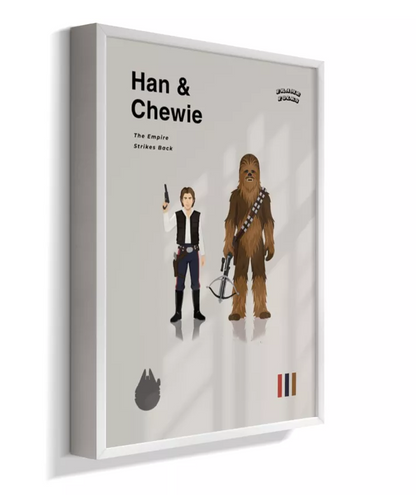 Quadro Star Wars - Han Solo e Chewbacca Minimalista