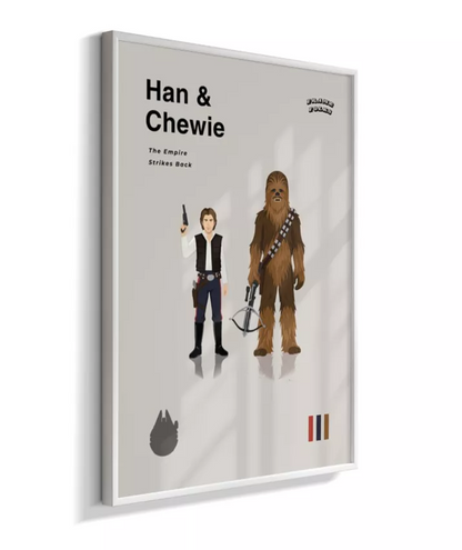 Quadro Star Wars - Han Solo e Chewbacca Minimalista